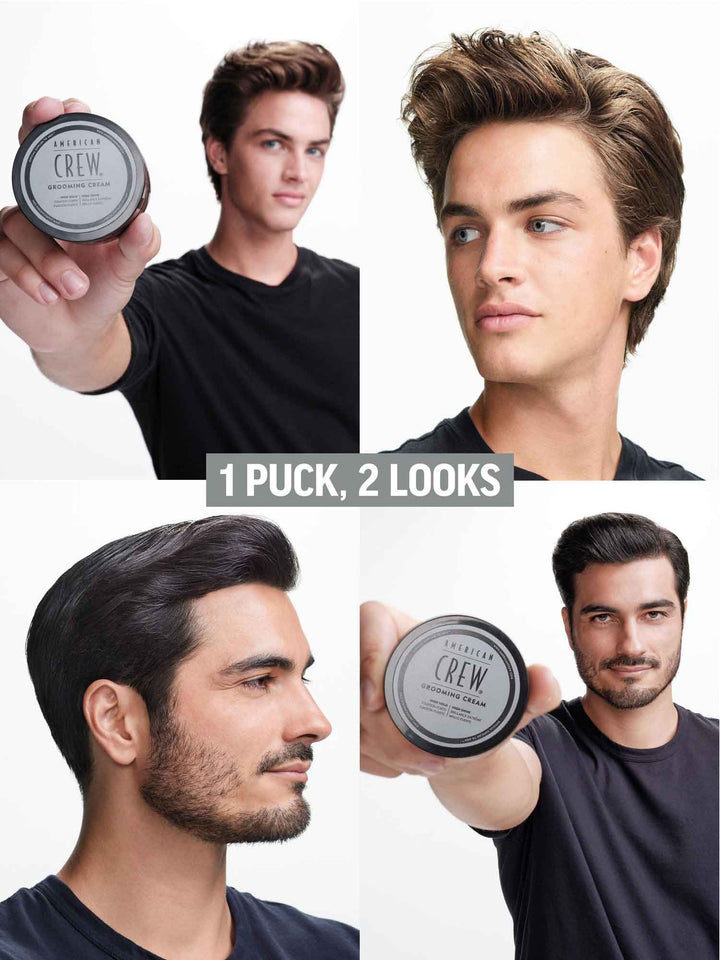 Grooming Cream on models. 1 Puck, 2 looks